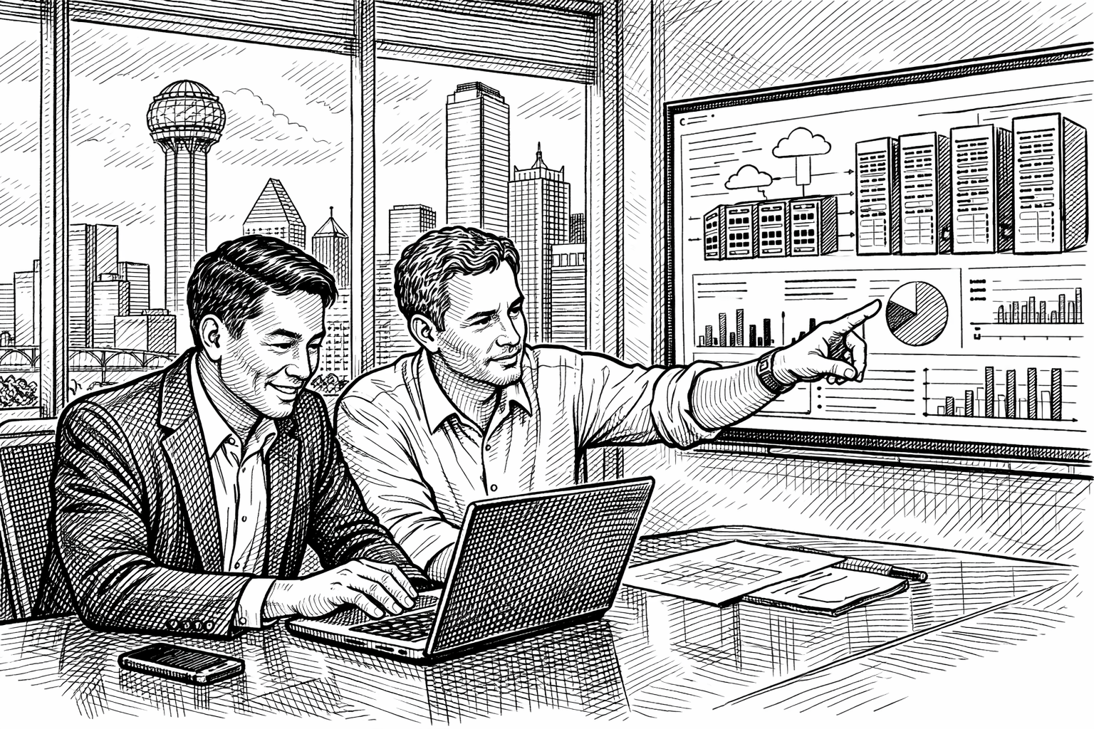 Business Meeting with Tech in Dallas Office