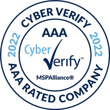2022 AAA Cyber Verify rating from MSPAlliance logo