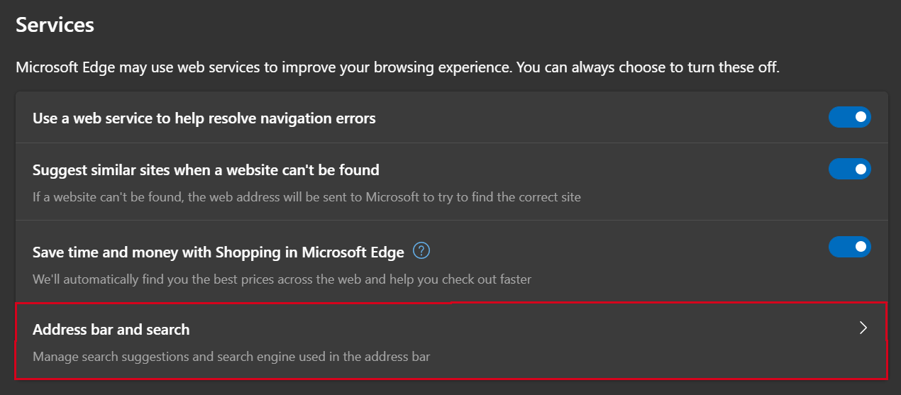 How to change Microsoft Edge's default search engine