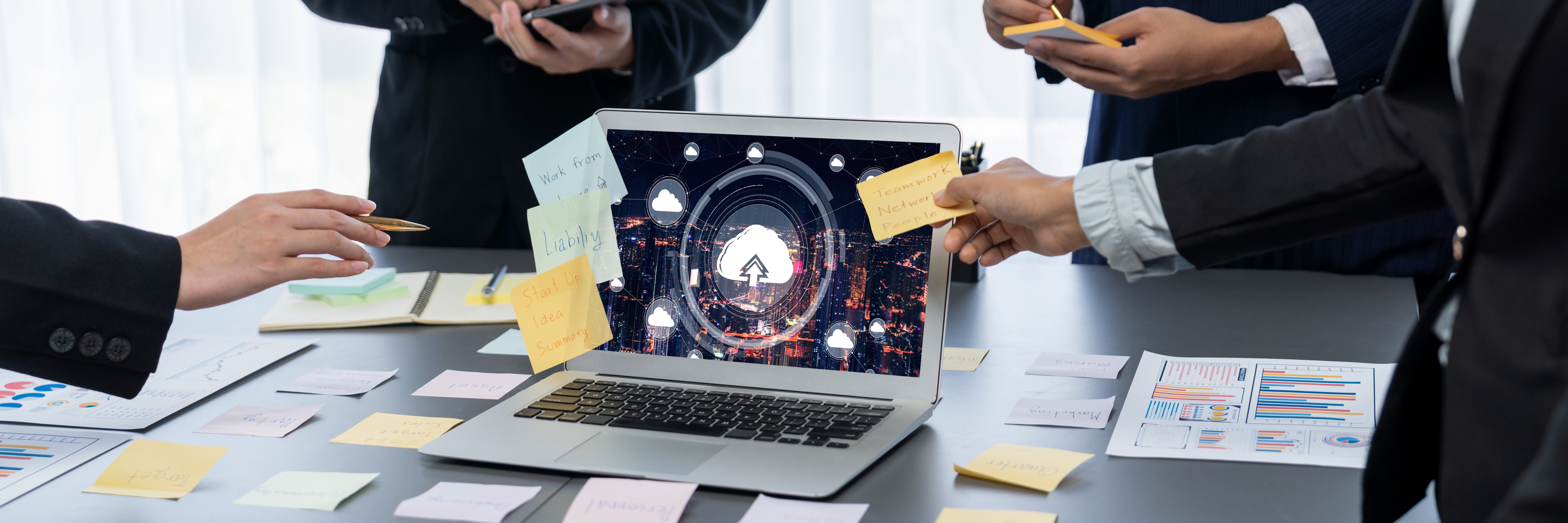 Laptop with post its covering screen 