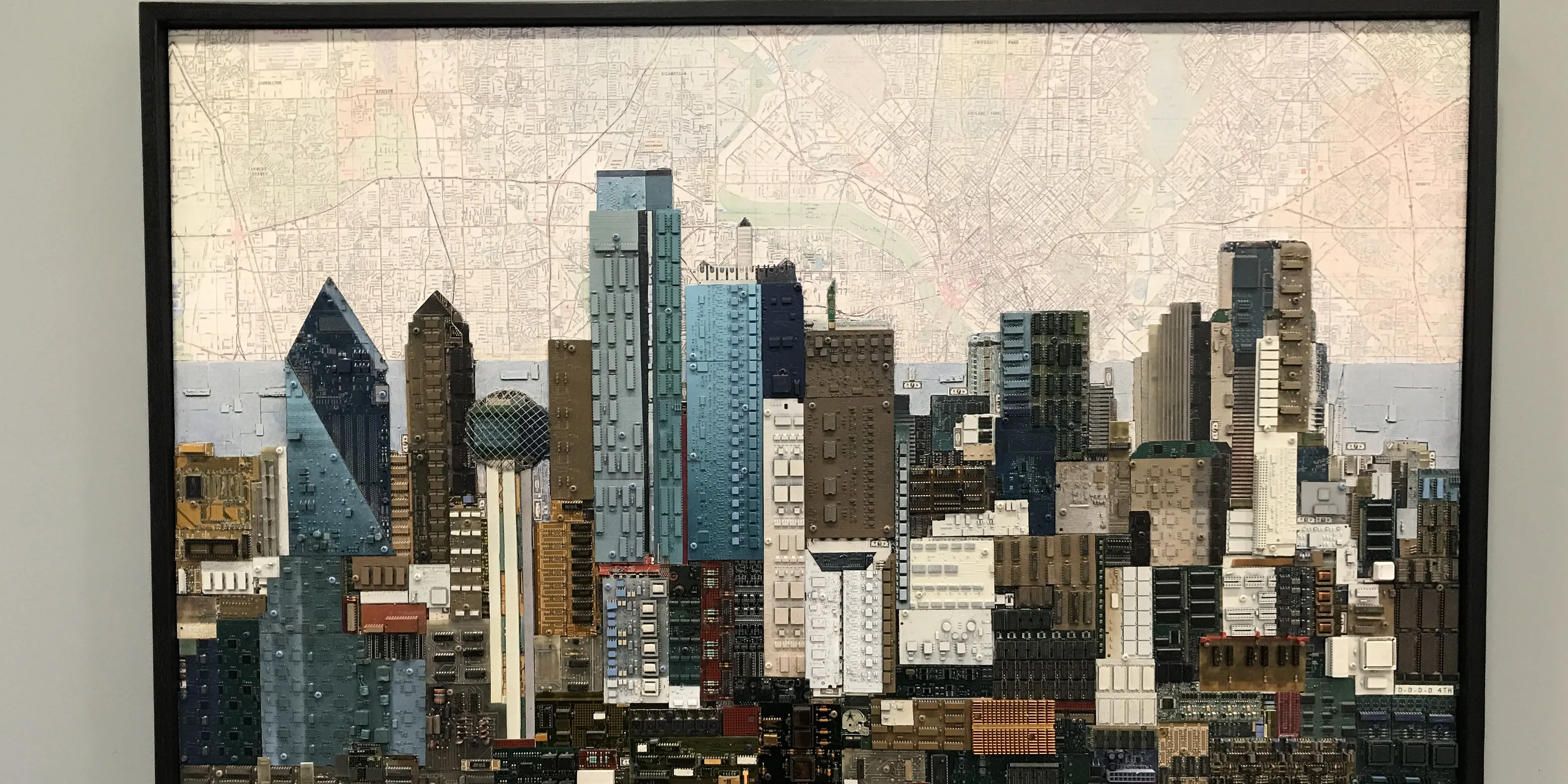 Dallas skyline made from computer parts